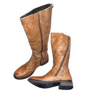 Steve Madden Abbyy Cognac Leather Riding Boots